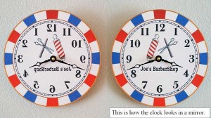 Barbershop Mirror Clock Backwards Running Clock1 300x168 Часы для парикмахерских